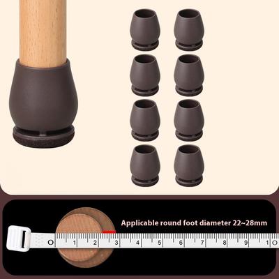 8Pcs Chair Leg Caps for 22-28mm Round Feet Furniture Pads Noise Reducing Thickened Wear-Resistant, Tan