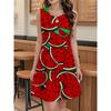 Fashion Women's Crew Neck Dress 3D Casual Color Printing Casual Dress Crew Neck Dress