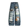 New American retro loose jeans cartoon animation personality cleanfit wide leg trousers