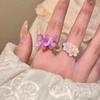 Unique Violet Flower Acrylic Ring Korean Style Elastic Beaded Ring Fashion Finger Ring