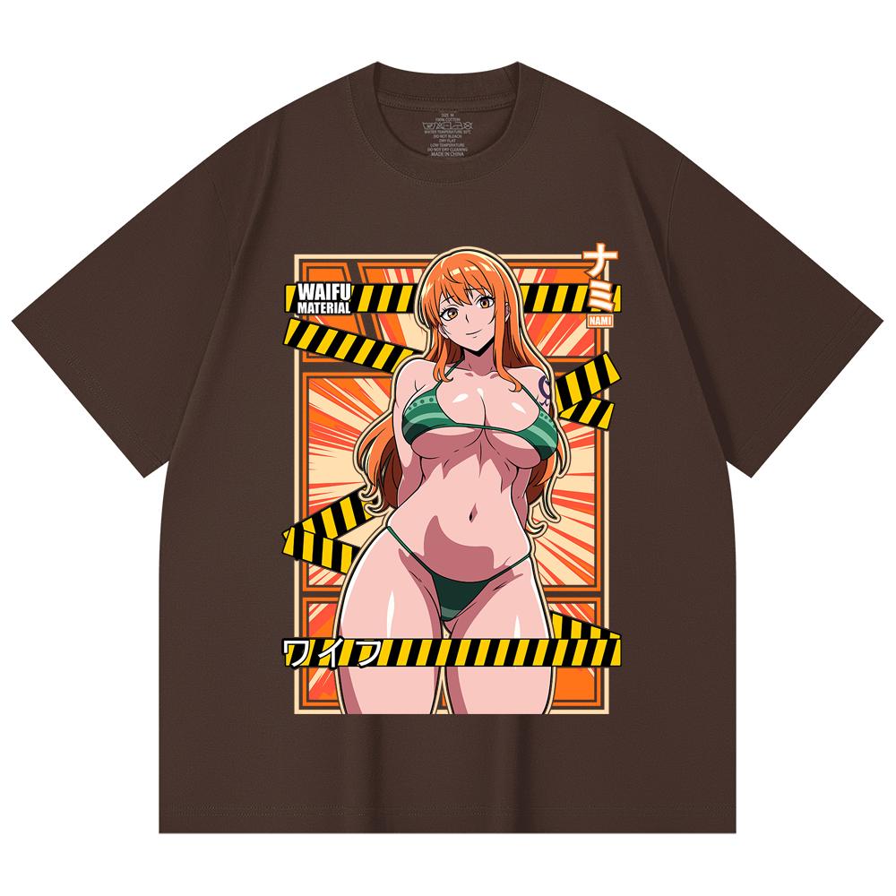 230 Gsm 100% Cotton One Piece V40 Nami Waifu Print Unisex Heavy Cotton T Shirt