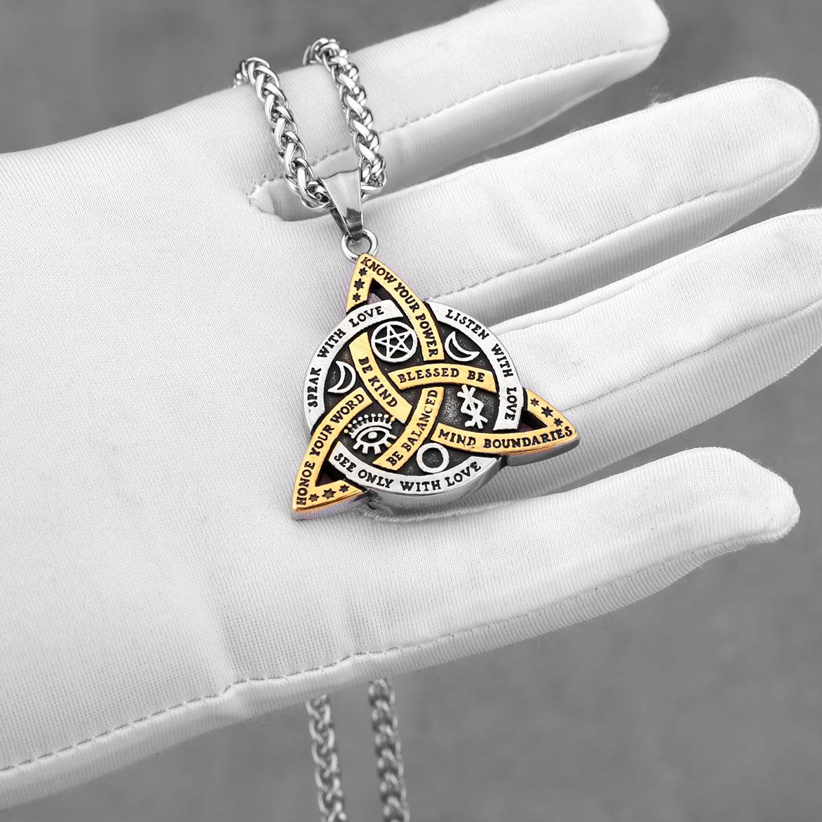 

Stainless Steel Vikings Odin Trinity Necklace Men s Nordic Rune Letter Pendant Necklace Vintage Amulet Male Jewelry