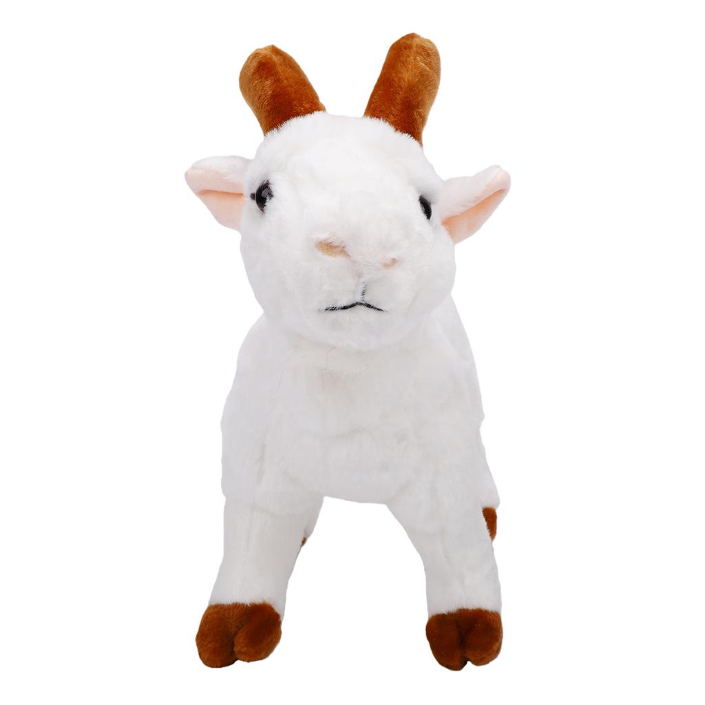Goat Plush Toy Soft Adorable Realistic Goat Stuffed Animal for Birthday Present Home Ornament White