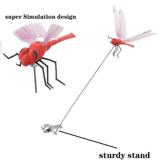 Dragonfly Clip with Pole Garden Decor Dragonfly Hat Clip 3D Artificial Dragonfly Rod Clip for Men And Women Hat Outdoor Plants