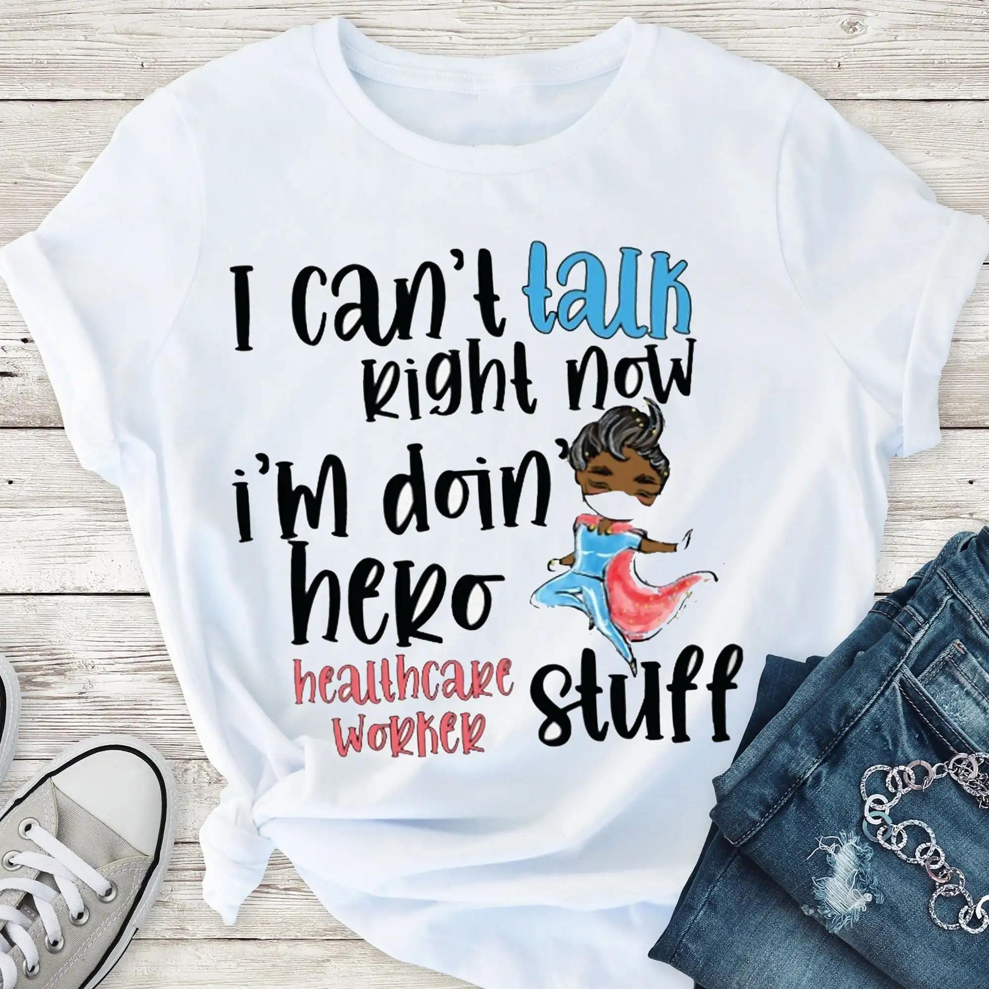 

Healthcare Worker Print Harajuku Women Tshirt Basic Ocollar Short Casual Ladies Sleeved Super Nurse Tops TeeDrop Ship S