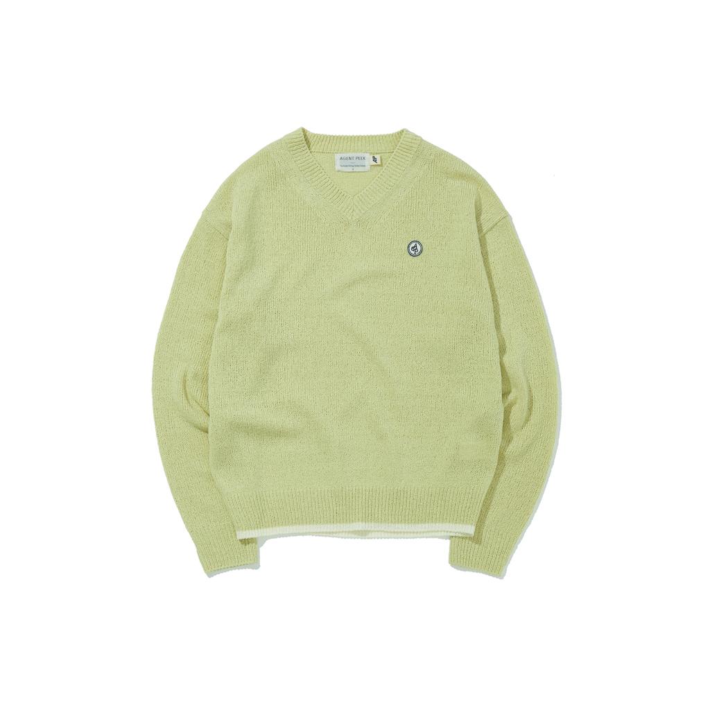 AGENT PEEK Agp Hemline V-Neck Knit Light Green