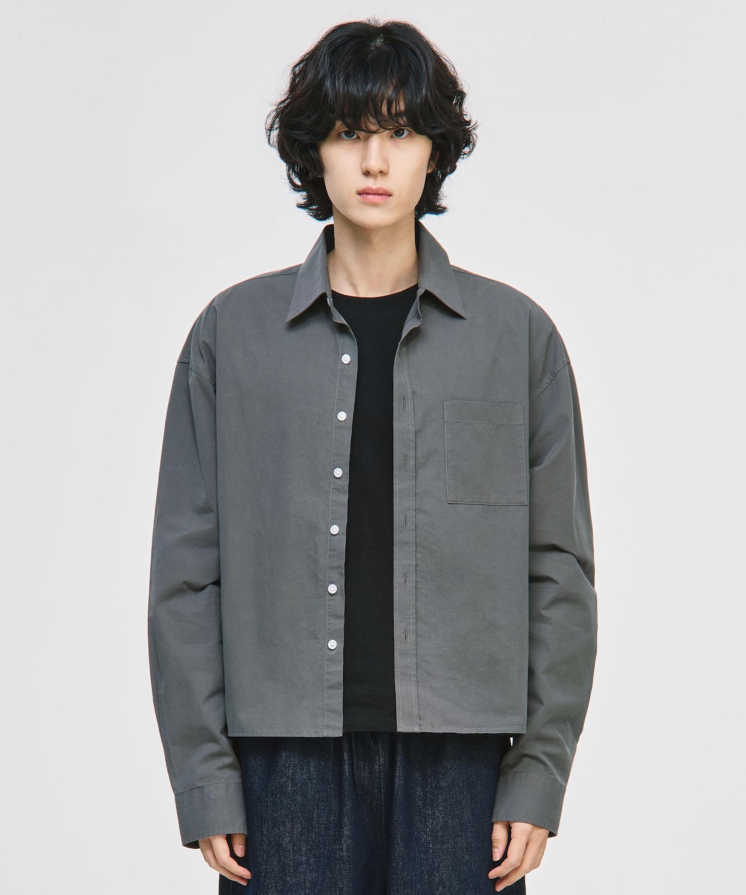 Signature Daily Crop Pocket Shirt [Charcoal] Charcoal/M