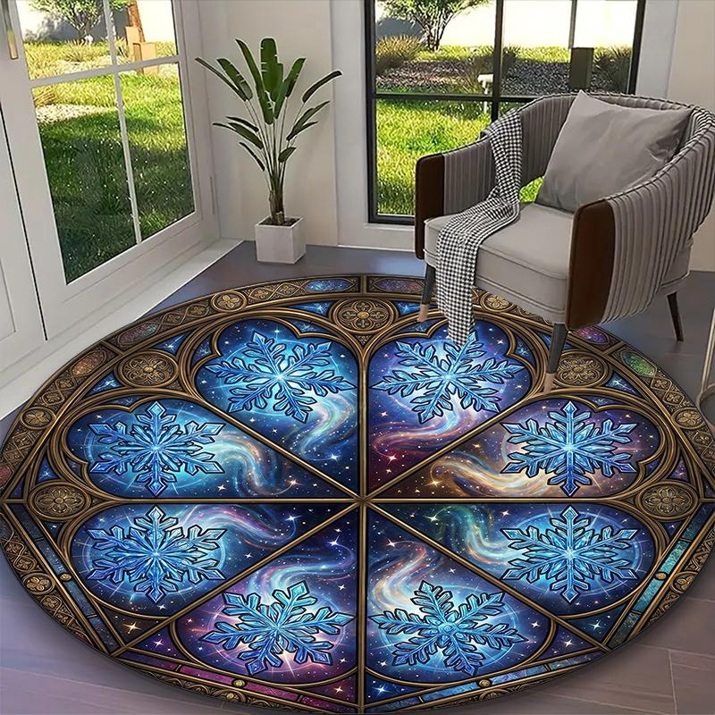 1pc Lunar Starry Owl Printed Chair Rug for Home Office Use, Living Room Kitchen Game Room Round Carpet