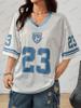 2025 Sommer Ny Nei. 23 Trykt T-skjorte for kvinner V-hals Kort erme Mesh Sports Fotballtrøye Y2K Avslappet Oversized Topper