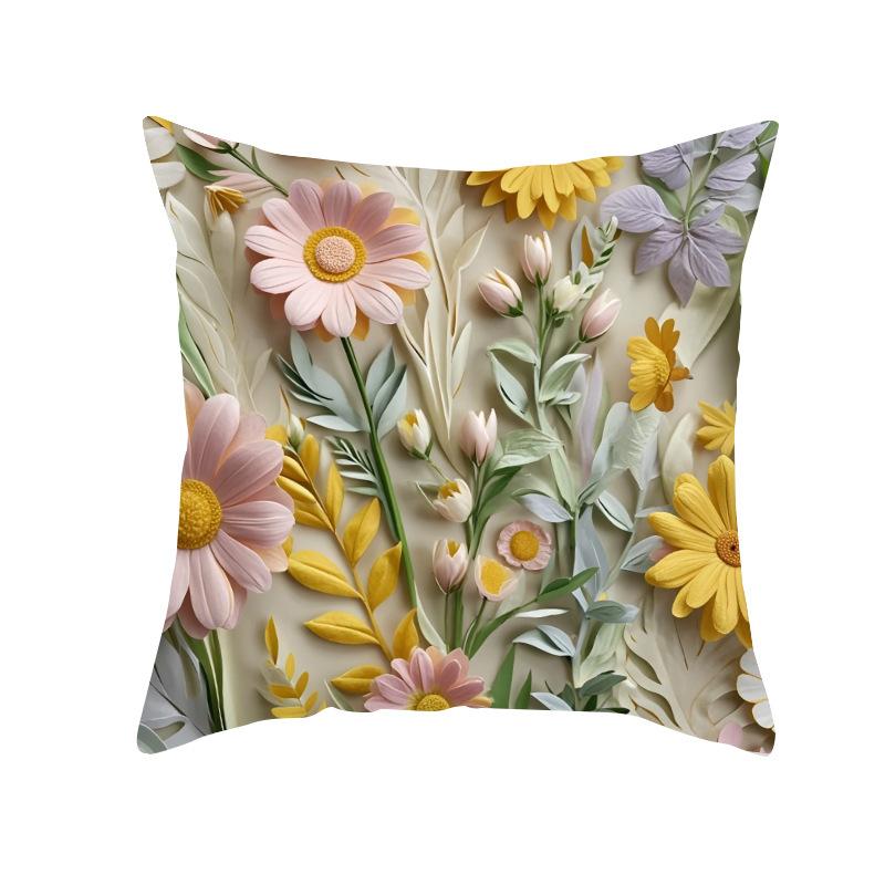 New Decorative Pillowcase 3D Three-dimensional Imitation Embroidered Flower Pillowcase Sofa Backrest Cushion Cover