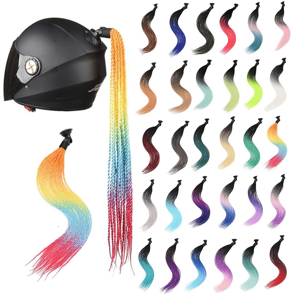 1Pc Motorcycle Helmet Braids Wig Multicolor Loose Wig Ponytail Braid Motorbike Helmet Pigtails Decoration Dual Pigtail Ponytail