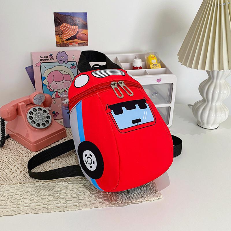 Adorable Korean Style Cartoon Car Kids Backpack For Boys And Girls With Durable Nylon Material