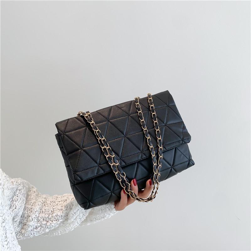 Popular large-capacity bags, new Korean version of trendy fashion diamond shoulder bag PU chain hand carry tote bag women's bag