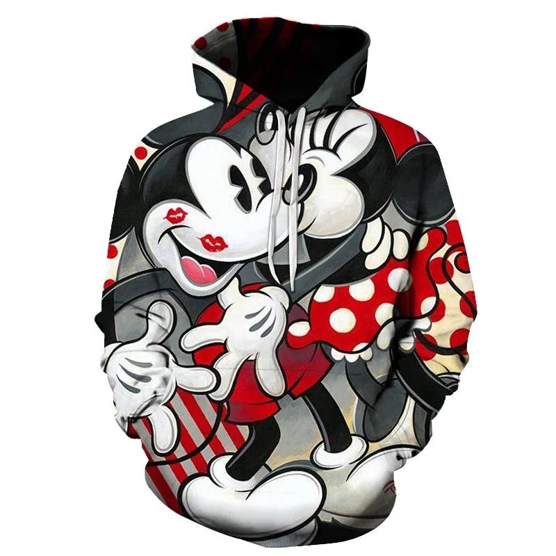 Disney-Moletons Masculinos E Femininos Minnie Mickey Mouse, Streetwear Casual De Hip-hop