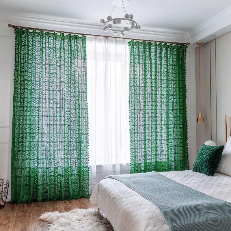 Cotton Lace Sheer Curtain Panel With Crochet Trim Farmhouse Style Window Treatment Living Room Dining Kitchen