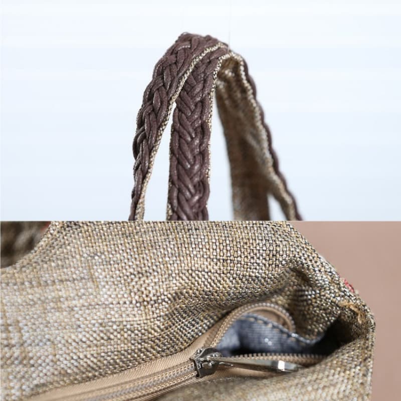 Women's handmade small flower ethnic style handbag