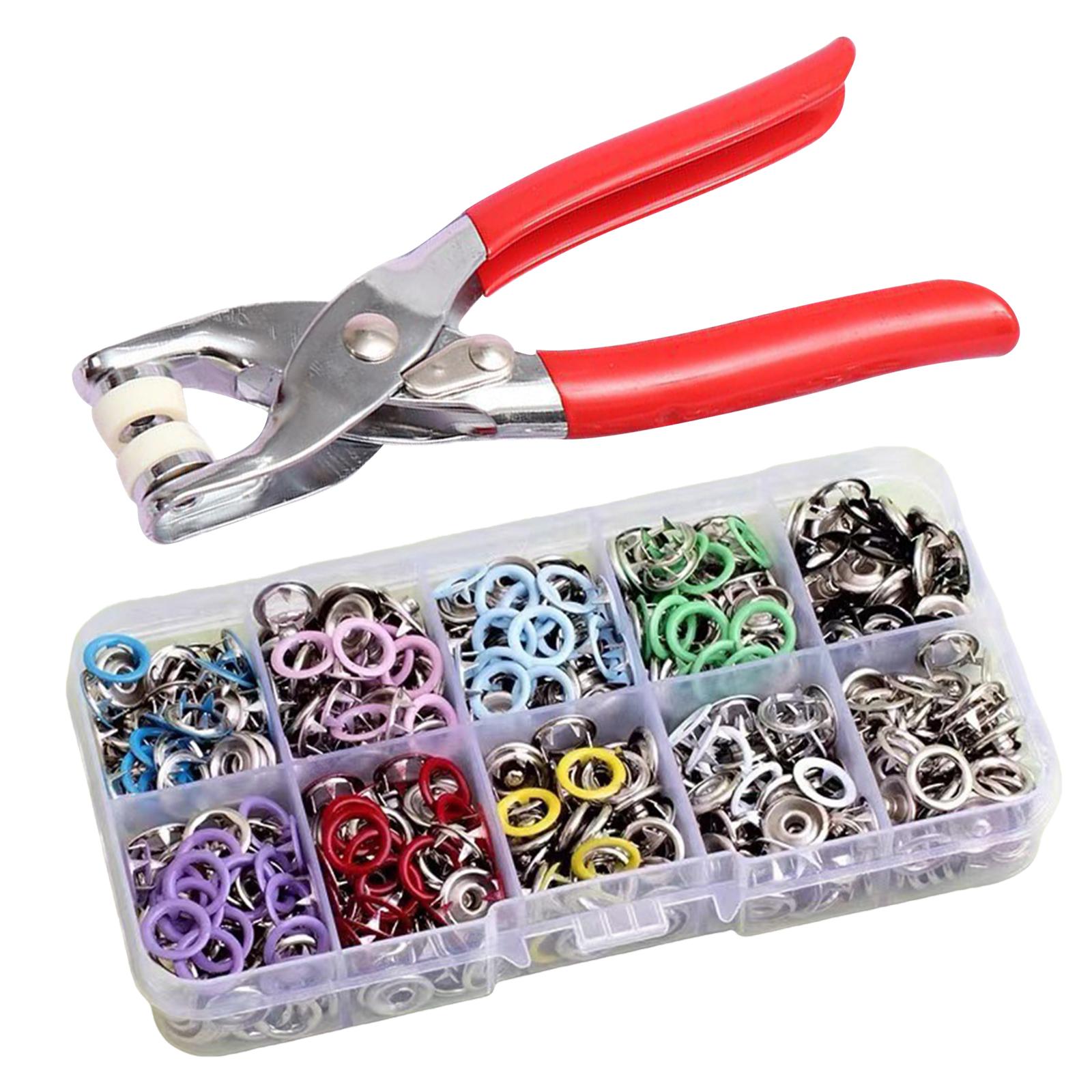 Набор щипцов для установки люверсов с 100 металлическими кнопками, швейный набор с щипцами для установки кнопок-застежек, набор инструментов для кожгалантереи