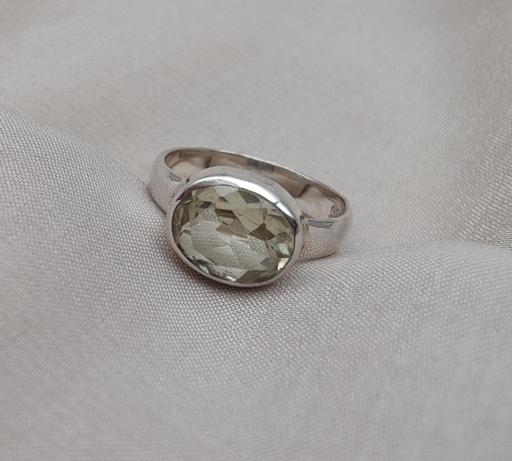 Lemon Quartz 925 Sterling Silver Ring: Faceted Oval Gemstone, Handmade