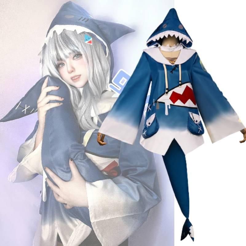 Get Hololive Gawr Gura Cosplay Costume Shark Jacket Outfit With Fish Tail Role Play