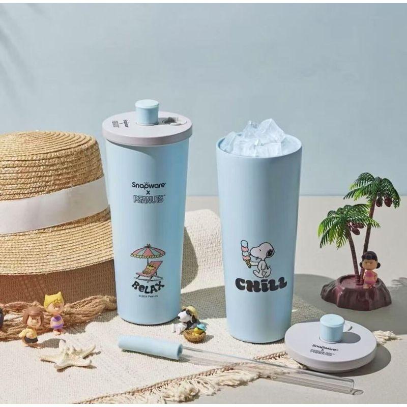 Taiwan Limited Corning Snoopy Joint Zinc Ceramic Coated Straw Cup Mug Large Capacity Vacuum Cup