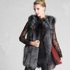 New Women's Mid-Length Faux Leather Coat with Faux Fox Fur Collar - Thickened European Style Fashion for Autumn and Winter