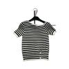 High-Quality Off-Shoulder Striped Knit Short-Sleeve Casual Top - 2026 Summer Collection
