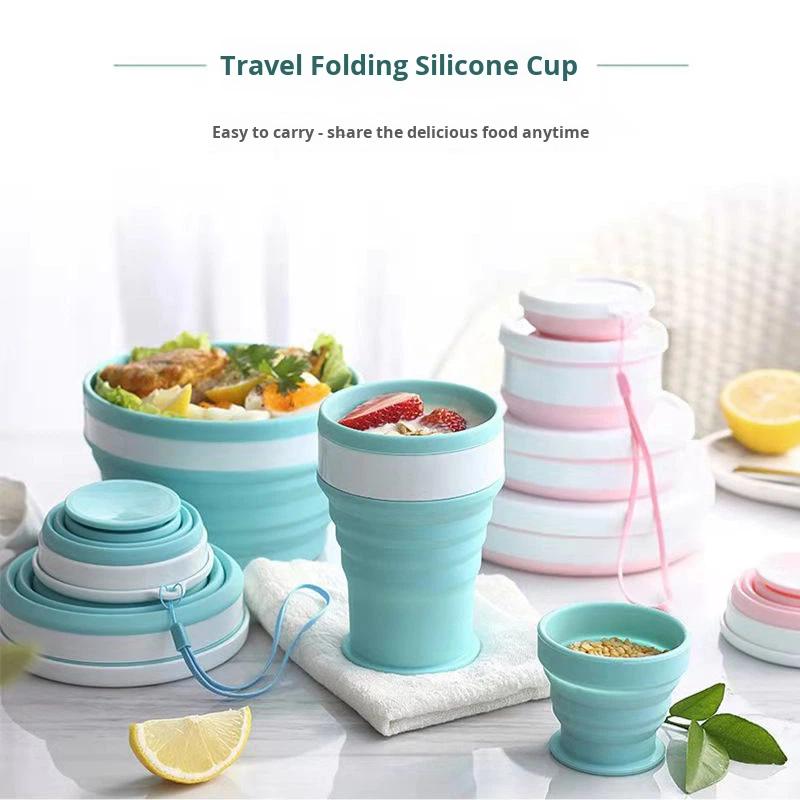 New Design Eco-Friendly BPA Free Handmade Silicone Foldable Collapsible Bowl Dinnerware Drinkware for Camping