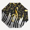 Music Notes & Piano Keys Umbrella - Automatic Open/Close, Shielding, Sturdy 8-Rib Frame, Elegant Black & Golden Musical design