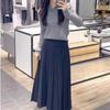 2025 Autumn/Winter High-Waist Black Pleated A-Line Mid-Length Skirt