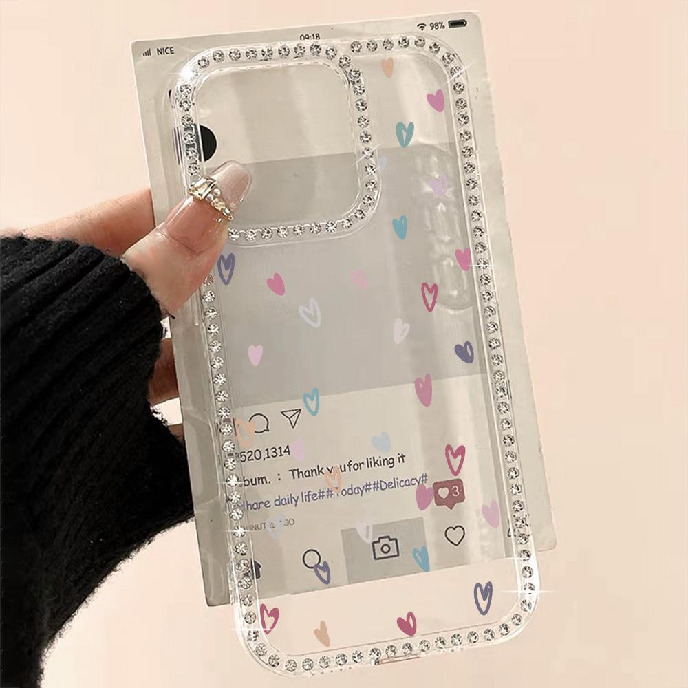 Liebes Herz Glitzer Diamant Handyhülle Für iPhone 17 Pro Max Hülle iPhone 16 14 12 11 13 15 Pro Max Air Bling Weiche Silikonhülle