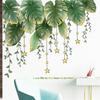 2 Sheets Tropical Green Leaves Wall Stickers Self-adhesive Wall Decal Murals Wallpaper For Home Living Room Decoration