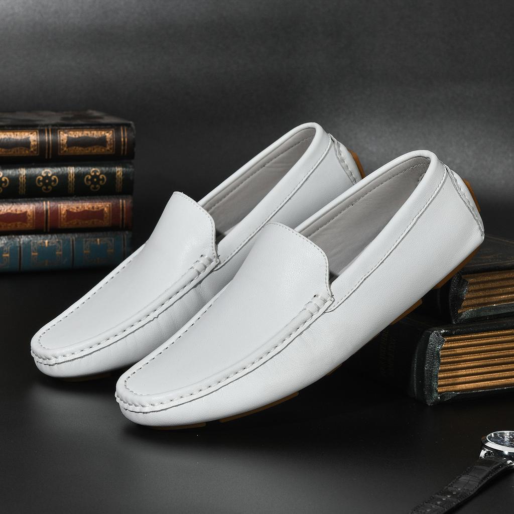 Live Leather Velvet Doudou Shoes Trendy Casual Leather Shoes Cowhide One-pedal Driving Trendy Shoes Large Size Men's Shoes