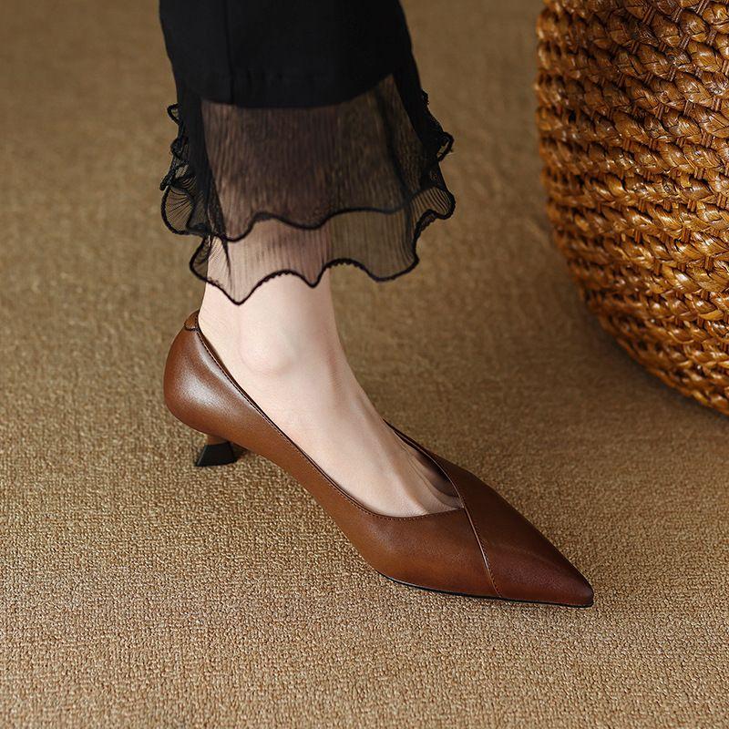Retro With Medium Heels Women's Shoes Office Pointed Toe Ladies Pumps Quick Delivery Popular Chic and Elegant Spring Shoe Sale
