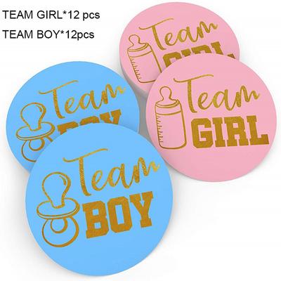 24Pcs/Set Team Boy Team Girl Stickers Boy Or Girl Vote Sticker For Gender Reveal