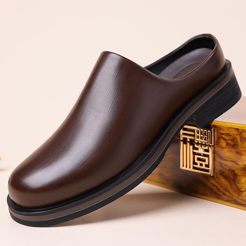 Business-Mules für Herren, elegante Halbschuhe, Leder-Slip-Ons, Sneaker mit offenem Rücken, Freizeitschuhe, Loafer, Hausschuhe, Slides, Sandalen, Sommer