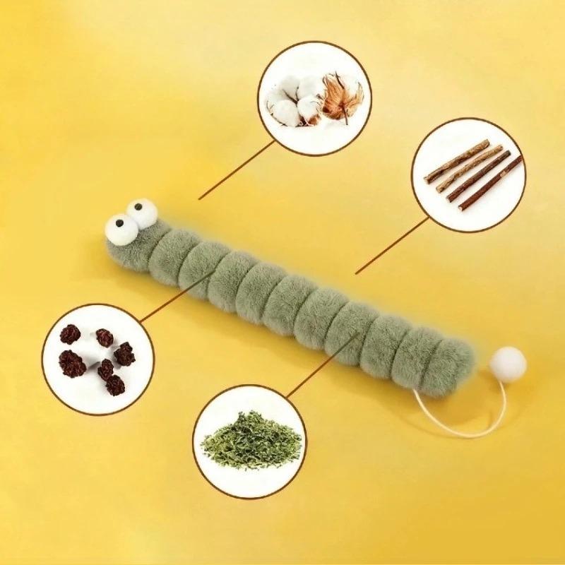Cat Plush Chew Toy Plush Cushion Caterpillar Catnip Companionship Kitten Toy Cat Teaser Stick Interactive Cat Toy Supplies
