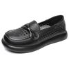 Spring Summer New Genuine Leather Women Flat Shoes Soft Sole Hollow Out Comfort Mother's Shoes Sandals Flat Non Slip Women Shoes