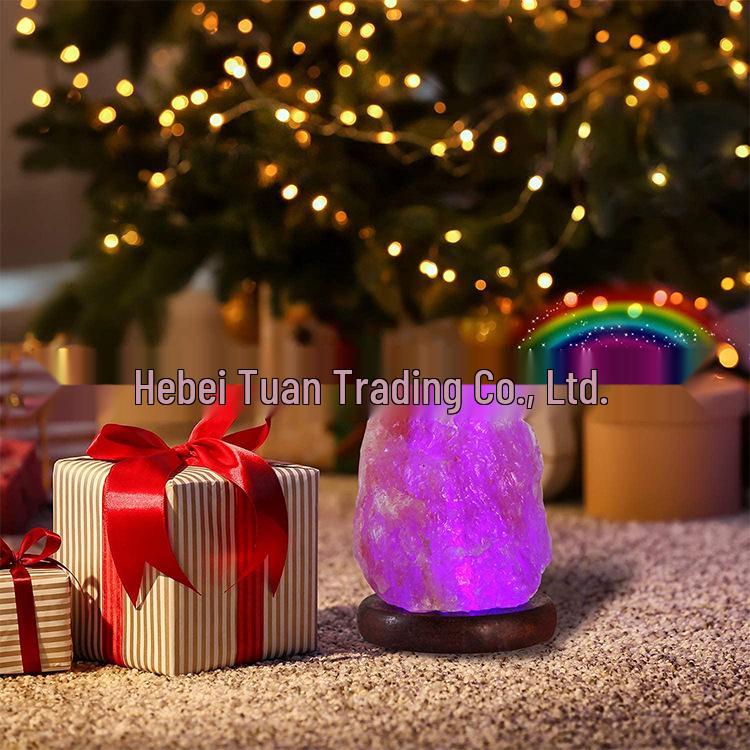 USB Himalayan Crystal Salt Lamp with LED Color-Changing Function for Computer Use