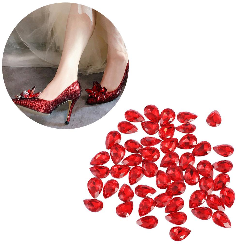 50Pcs Waterdrop Drill Decorative Resin Rhinestone Sparkling Ab Shine Teardrop Crystal Flatback DIY Craft Wedding Shoes Phone