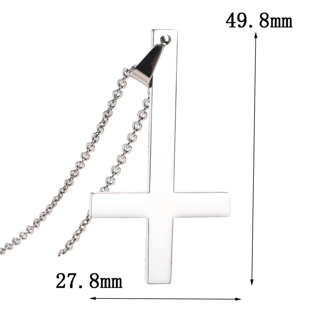 Silber/Schwarz Farbe 1 Stück Edelstahl Umgedrehtes Kreuz Halskette für Männer Invertiertes Kreuz Anhänger mit Kette Modeschmuck