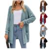 Modny Codzienny Jednokolorowy Damski Sweter Kardigan Płaszcz Średniej Długości