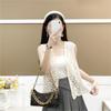 Sommer Dame Retro Hul Broderi Casual Løs Ermeløs Strikket Cardigan Vest