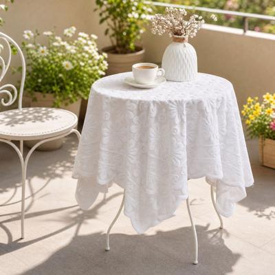 Jacquard-Runder Tischdecke, Dekoratives Tischtuch mit Sonnenblumenmuster, Spitzengewebe Esstischdecke für Hochzeitsfeier Party Restaurant Bankett Dekor