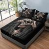 3-teiliges einfaches modernes Totenkopf-Tier-Muster Digitaldruck Dreiteiliges Spannbettlaken-Set, Schlafzimmer Bedrucktes Bettbezug-Set, Bettwäsche
