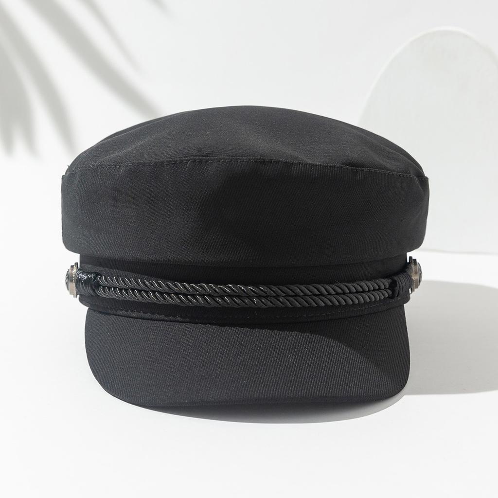 Simple double rope braid flat top beret Korean version of spring and autumn simple fashion all the newspaper boy hat