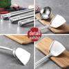 ZISIZ Stainless Steel Chef Wok Spatula & Ladle Set with Wooden Handle