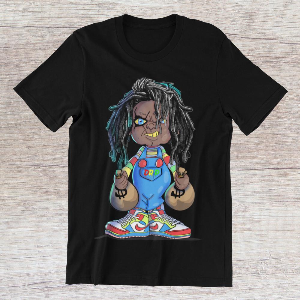 CHUCKY HUSTLE  Cartoon Art Horror Movie Classic on Ring Spun Cotton Tee Unisex T-Shirt XXXL