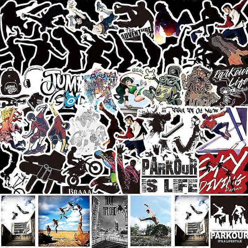 Parkour Stickers Extreme Sports Suitcase Password Suitcase Suitcase Stickers Doodle Guitar Notebook Stickers 50 Patterns
