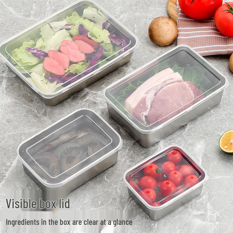 Shangqi 304 Stainless Steel Refrigerator Food Storage Box Set