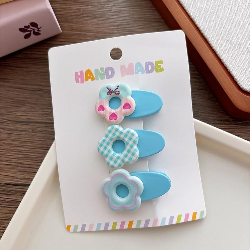 3Pcs/Set Korean Hair Clips Non Slip Girls Floral Barrettes for Baby Side Bangs Toddler Headwear Hair Accessories